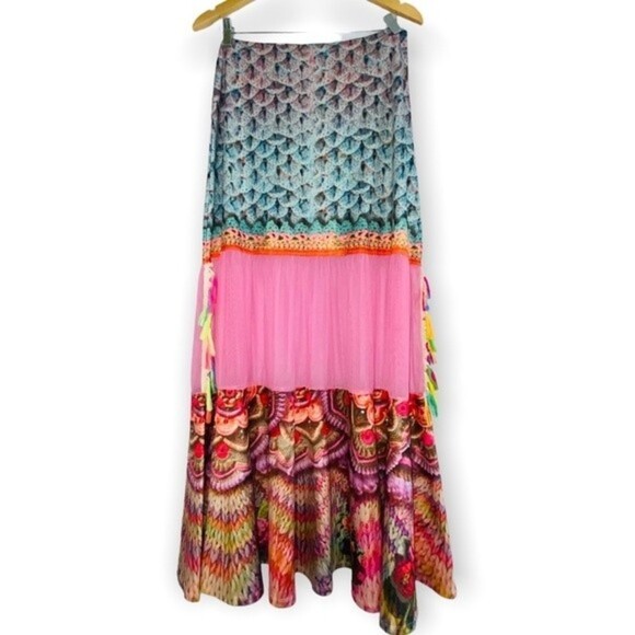 NWOT IPNG Boho Gypsy Whimsical Mixed Print Flowy Fairy Tale Maxi Skirt Size M/L - Picture 2 of 16
